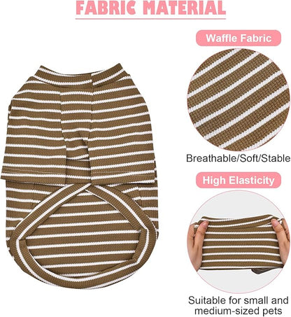 4 Pack Striped Dog Shirts Waffle Dog Clothes for Small Medium Dogs