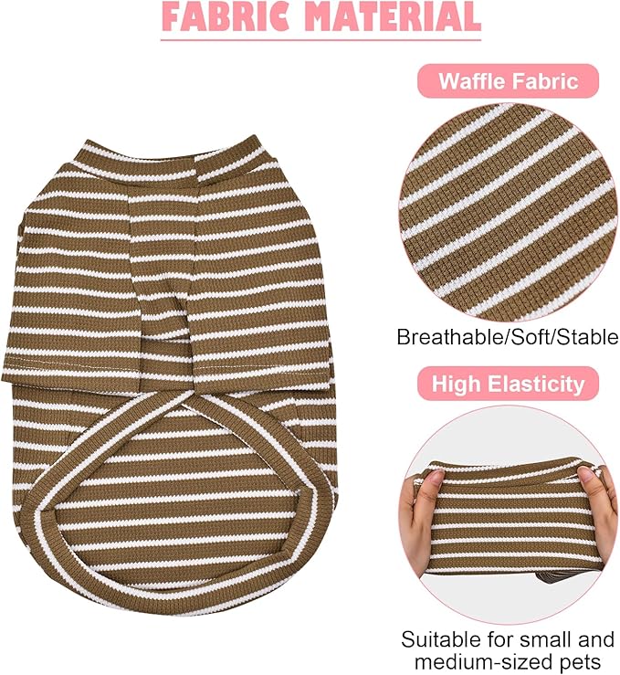 4 Pack Striped Dog Shirts Waffle Dog Clothes for Small Medium Dogs