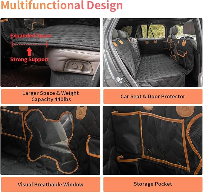 Dog Hammock for Car Hard Bottom Back Seat Extender for Dogs