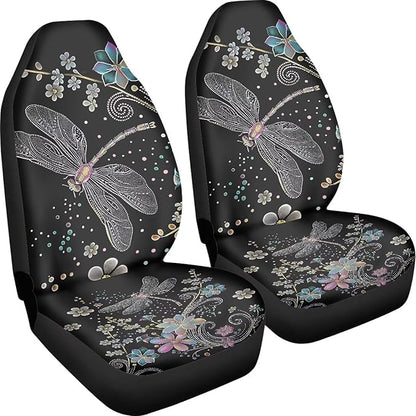 Floral Dragonfly Car Seat Covers Front Set