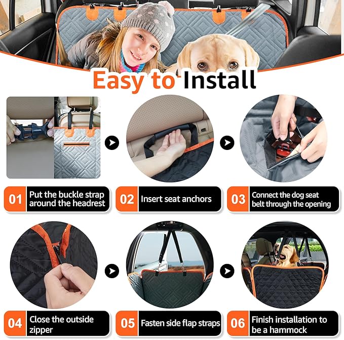 LOOBANI Dog Car Seat Cover 54" W 58" L