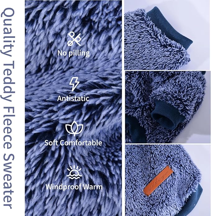 Dog Sweaters for Small Dogs Girl Boy Winter Puppy Sweater Clothes Fleece Warm Pet Outfit for Chihuahua Yorkie Teacup Cute Plain Cold Weather Dog Coat Cat Apparel Clothing (Medium