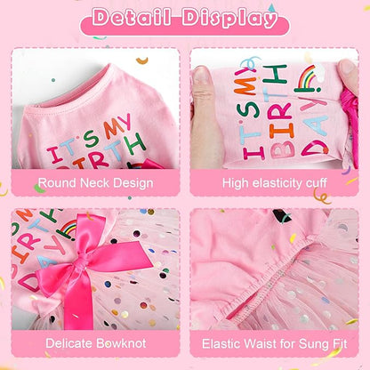 Dog Birthday Dress Birthday Hats Set Dog Clothes for Small Dogs Girl Puppy Birthday Princess Dresses Pet Cat Birthday Outfit (Birthday Dress Set
