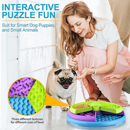 Slow Feeder Dog Bowls 3 Layers, Interactive Dog Puzzle Game, Dog Enrichment Toys, Anti-Slip Slow Eating Dog Bowl, Maze Dog Food Bowl, Anti-Choking Puzzle Feeder Dog Bowl for Dogs & Cats