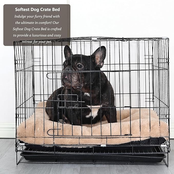 Small Dog Bed for Crate 24x18 Washable Extra Soft 24 inch Crate Bed for Puppy with Anti-Slip Bottom