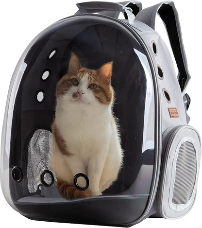 Cat Backpack Carrier Bubble Bag, Transparent Space Capsule Pet Carrier Dog Hiking Backpack, Small Dog Backpack Carrier for Cats Puppies Airline Approved Travel Carrier Outdoor Use Yellow Gray