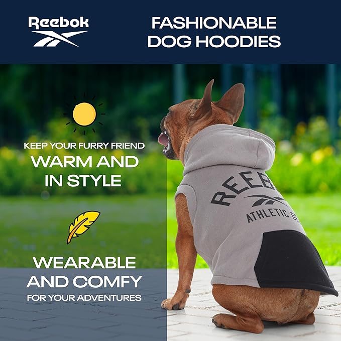 Reebok Dog Hoodie – Fleece Dog Sweater with Leash Hole