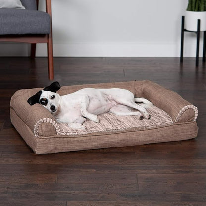 Furhaven Memory Foam Dog Bed for Medium/Small Dogs w/ Removable Bolsters & Washable Cover 35 lbs