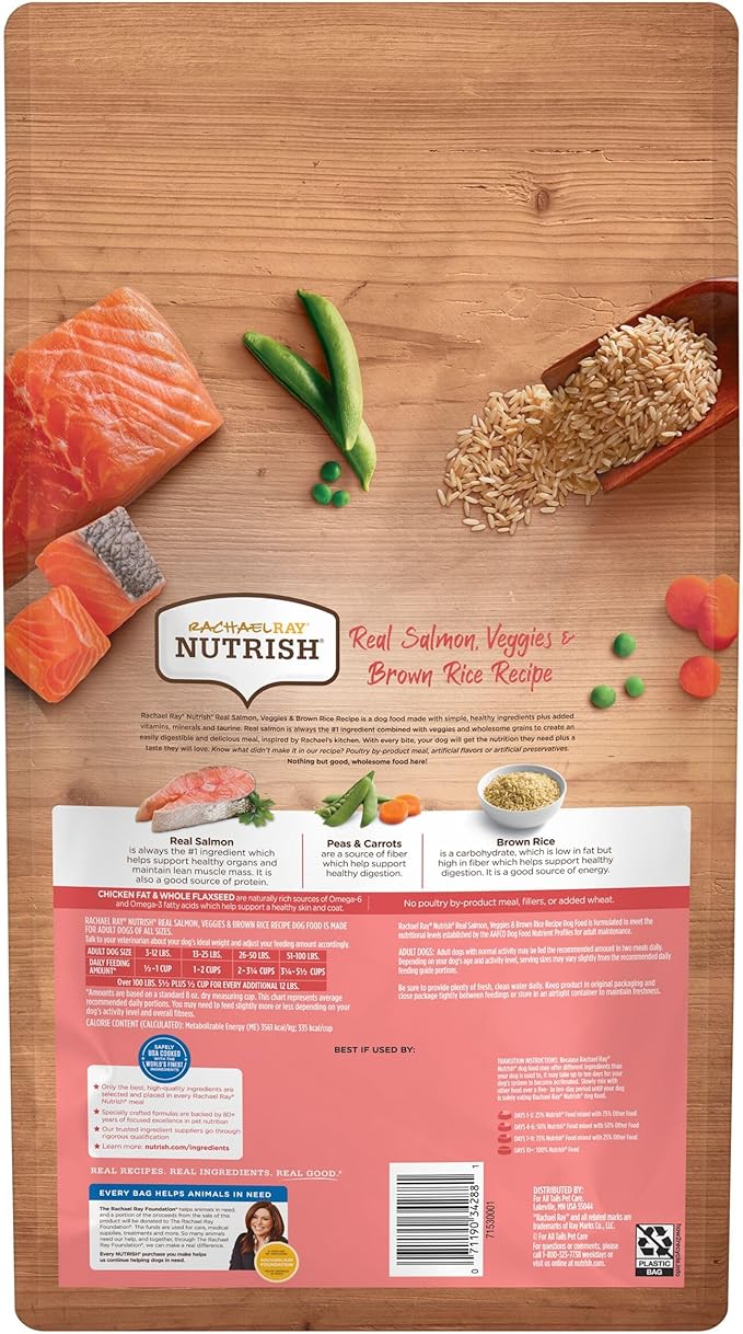 Nutrish Rachael Ray Real Salmon, Veggies & Brown Rice Recipe Dry Dog Food, 5.5 lb. Bag