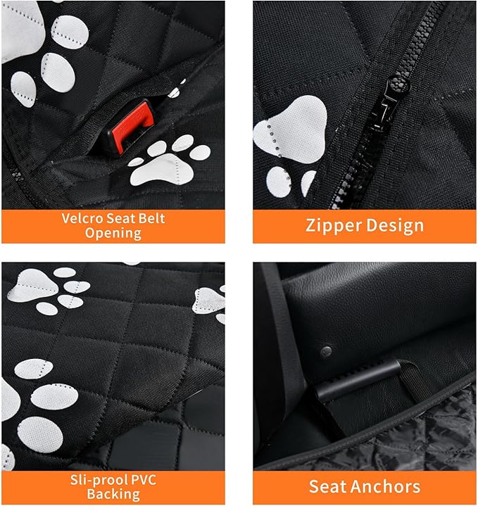 Dog Car Seat Cover for Back Seat Pet Cover for Dogs Waterproof Dog Hammock for Car 600D Heavy Duty Non Slip Scratch Proof Backseat Cover for Dogs in Car