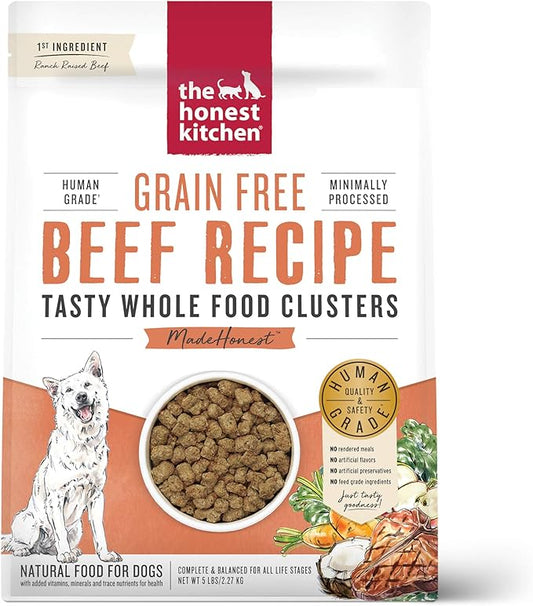 The Honest Kitchen Whole Food Clusters Grain Free Beef Dry Dog Food, 5 lb Bag