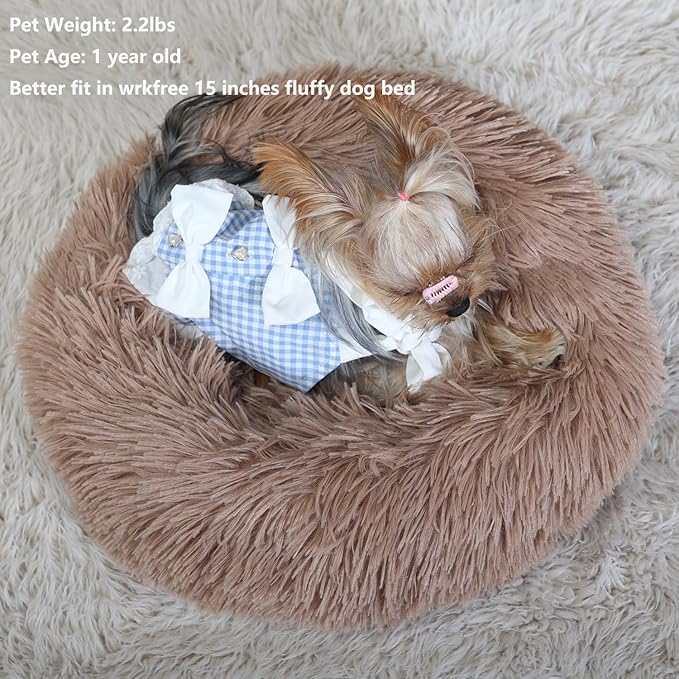 Tiny Dog Bed Fluffy Puppy Bed Washable Donut 15 Inches
