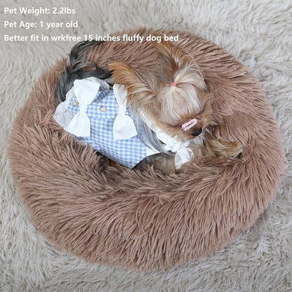 Tiny Dog Bed Fluffy Puppy Bed Washable Donut 15 Inches