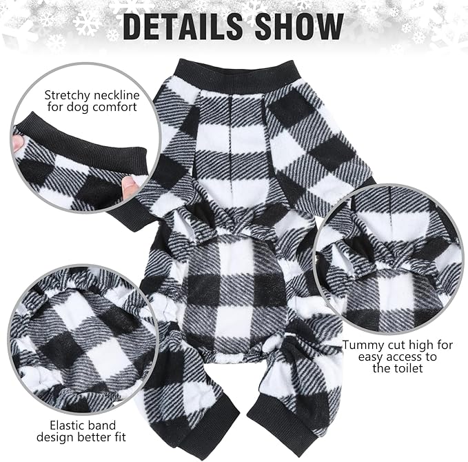 SCENEREAL Dog Pajamas for Small to Large Dogs Soft Pet Sweater Clothes Warm Puppy Onesie Outfits for Doggie Winter Christmas