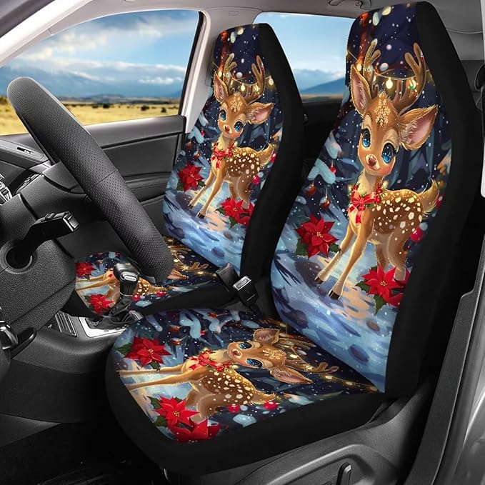 Christmas Deer Car Seat Covers Set Car Seat 4 Soft