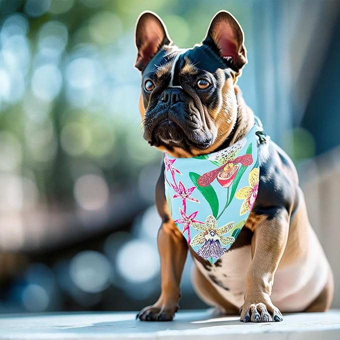 10PCS Dog Bandanas Floral Spring Flowers for Medium Breed Dog Pink Purple Yellow Pattern Kerchief Triangle Bibs Head Scarves for Boys and Girls Grooming Accessories Costume