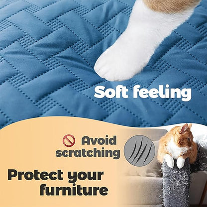 gogobunny 100% Double Sided Waterproof Dog Blanket Soft Pet Bed Cover Reversible Protect Furniture Couch Sofa Car for Puppy Cat Kids (Dark Blue/Light Blue 52x82 Inch 1))