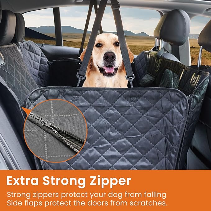 Dog Car Seat Cover for Back Seat Waterproof Backseat Cover for Dogs in Car Durable Nonslip Dog Hammock for Car Sedans 54" W 58" L