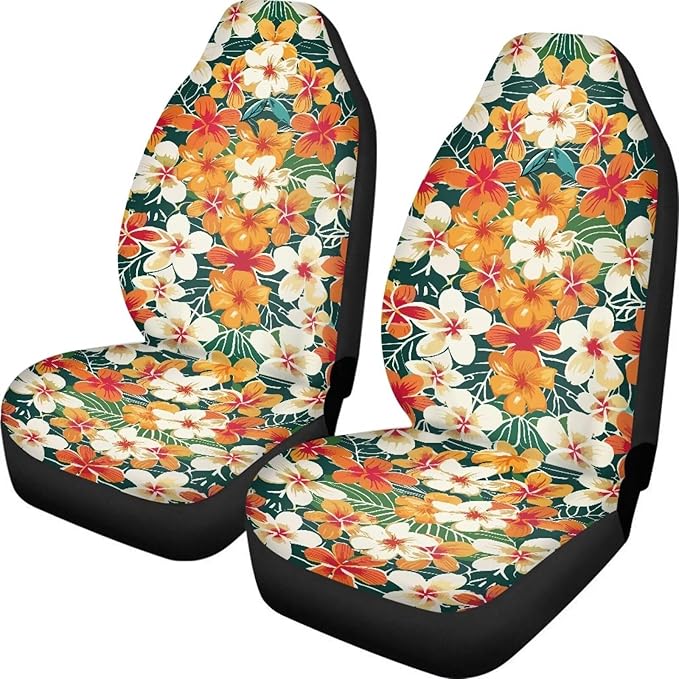 UNICEU Hawaiian Hibiscus Automotive Seat Covers 2Pcs Car