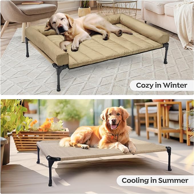 Veehoo Cooling Elevated Dog Bed + Waterproof Removable Pillow-Top Mat CWC2331B
