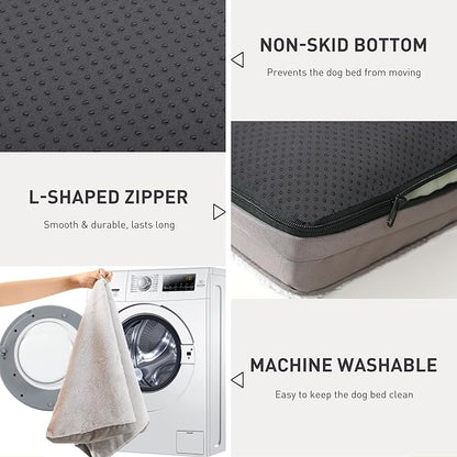 KSIIA Orthopedic Dog Bed Dog Crate Bed Waterproof Dog beds for Small Dogs Deluxe Plush Washable Dog Bed with Egg Crate Foam & Removable Cover 21 x 13 Inch,