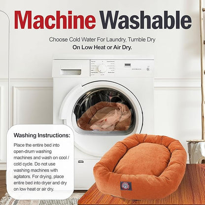 Majestic Pet 40 Inch Micro Velvet Calming Dog Bed Washable – Cozy Soft Round Dog Bed with Spine for Head Support 40x29x9 (inch)