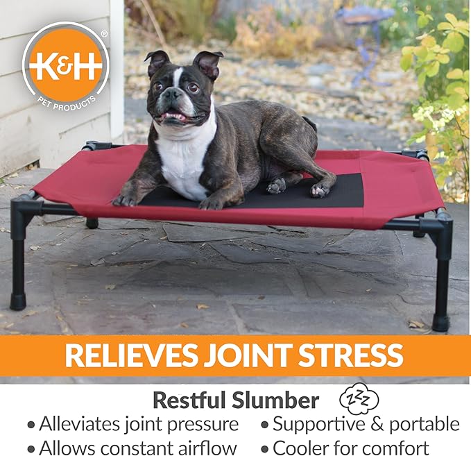 K&H Pet Products Cooling Elevated Dog Bed Outdoor Raised Dog Bed with Washable Breathable Mesh