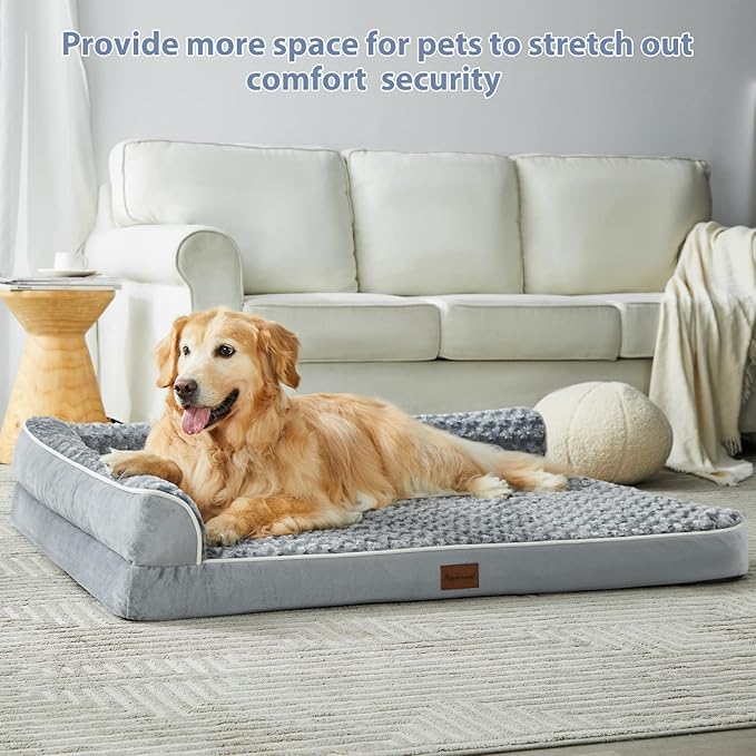 BFPETHOME Orthopedic Dog Beds for Large Dogs-Waterproof Sofa Dog Bed with Removable Washable Cover