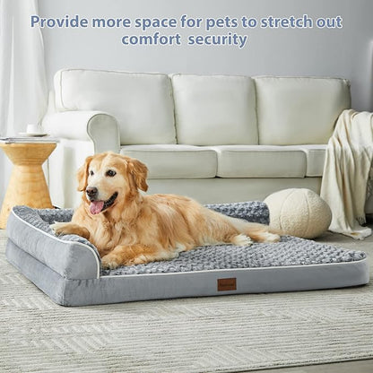 BFPETHOME Orthopedic Dog Beds for Large Dogs-Waterproof Sofa Dog Bed with Removable Washable Cover