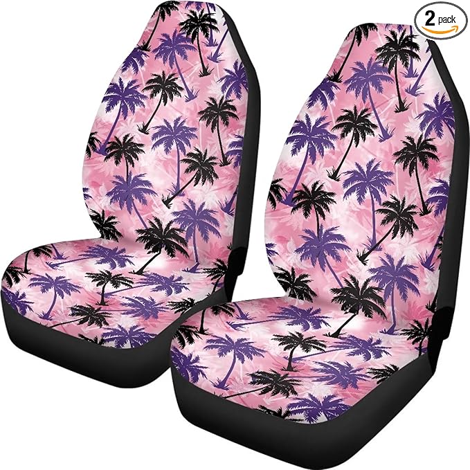 Palm Tree Pink Tie Dye Car Seat Covers Washable Seat Protector for Women Men Air Mesh Cloth Automotive Vehicle Seat Covers for Cars Interior for Cars