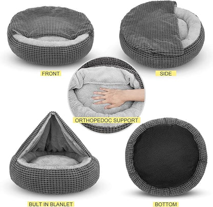 SIWA MARY Small Dog Bed with Attached Blanket 23inch