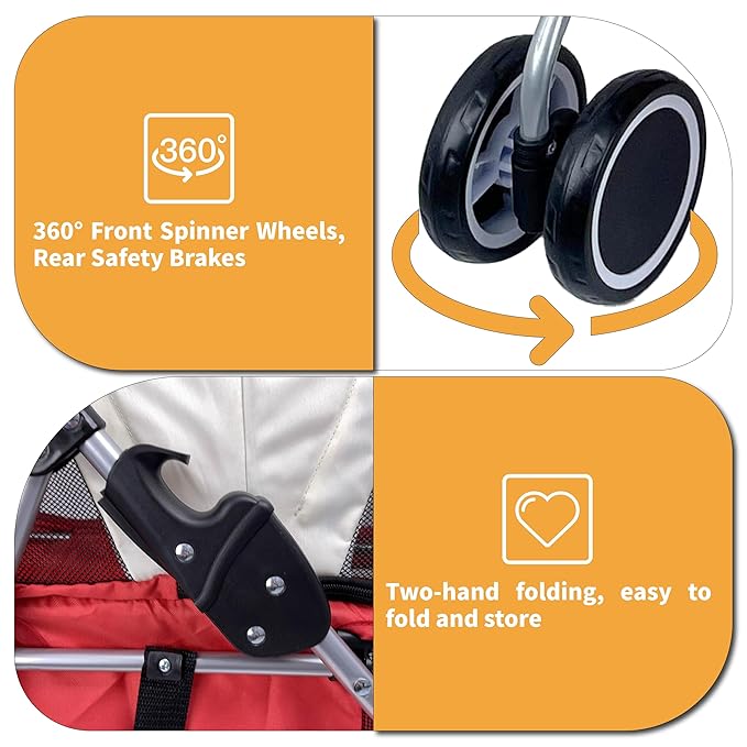 Puppy Small Dog Stroller 33lbs (Red)