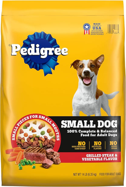 Pedigree Complete Nutrition Adult Small Dog Dry Dog Food, Grilled Steak and Vegetable Flavor, 14 lb. Bag