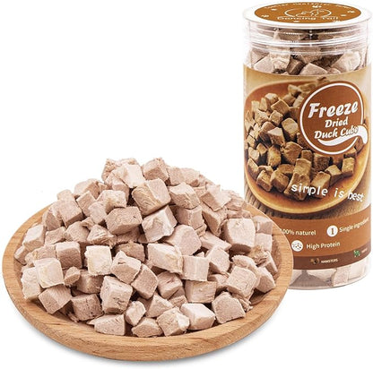 Freeze Dried Raw Cat and Dog Treats, Healthy Limited Ingredient Duck Cube Weight Control Traing Treats for Small Dogs Cats (Duck)