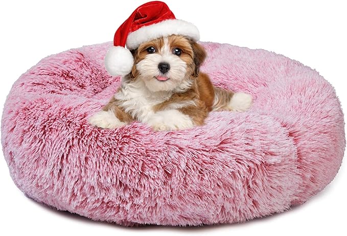 Aurako Cat Bed Dog Bed Round Cushion Pet 23" Pink