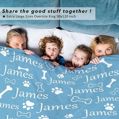 Personalized Dog Blankets Dog Paw Print Blanket Puppy Blanket 120"x90" for