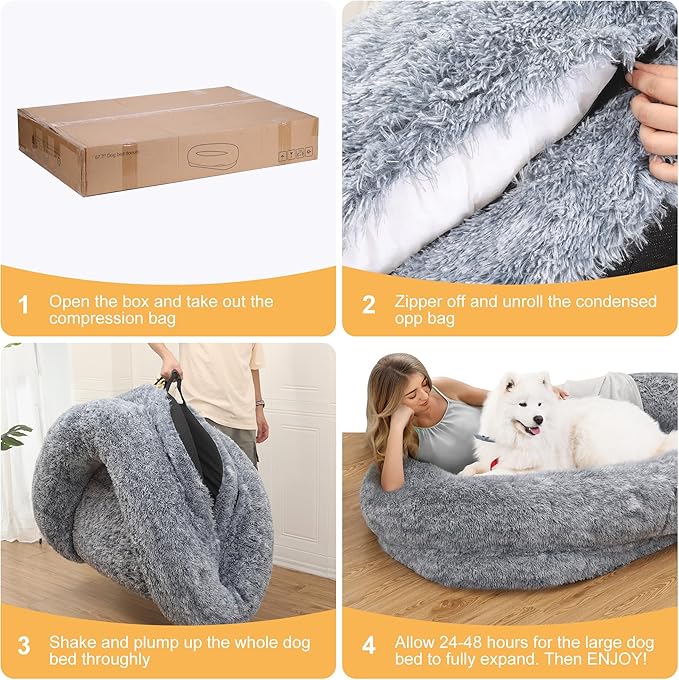 MAROUTE Large Dog Bed 63" Luxury 3D Memory