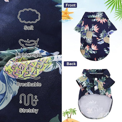 Dog Hawaiian Shirt Hawaii Style Summer Dog Clothes Boy Girl Breathable Cool Costume Beach Seaside Sweatshirt for Small Puppy Polo T-Shirt Pet Outfit
