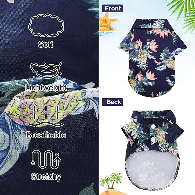 Dog Clothes for Small Dogs Boy Girl Dog Hawaiian Shirt Hawaii Style Summer Dog Clothes Boy Girl Breathable Cool Costume Beach Seaside Sweatshirt for Small Puppy Polo T-Shirt Pet Outfit