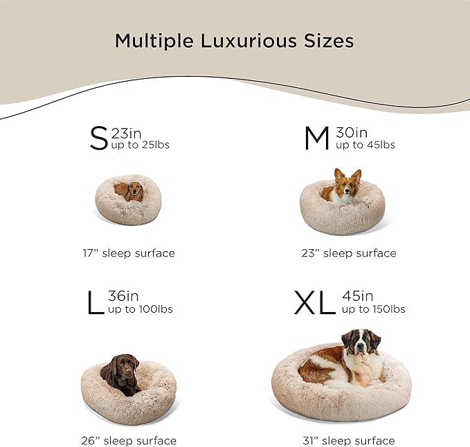 Best Friends by Sheri The Original Calming Donut Cat and Dog Bed in Shag Fur Dark Brown 30"