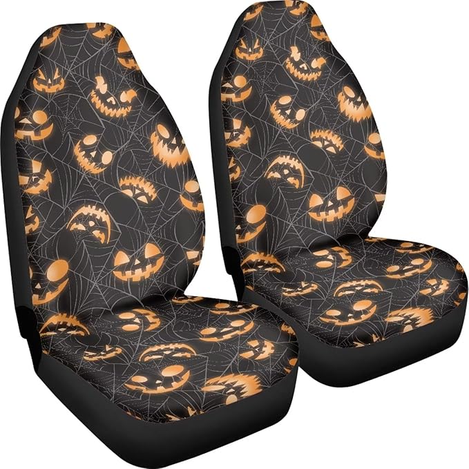 Halloween Spider Web Ghost Car Seat Covers Washable Seat Protector for Men Women Air Mesh Cloth Automotive Vehicle Seat Covers for Cars Interior for Cars