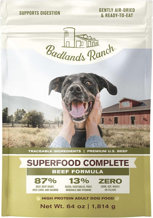 by Katherine Heigl- Superfood Complete, Air-Dried Adult Dog Food - High Protein, Zero Fillers, Superfood Nutrition (64 oz., Premium Beef)