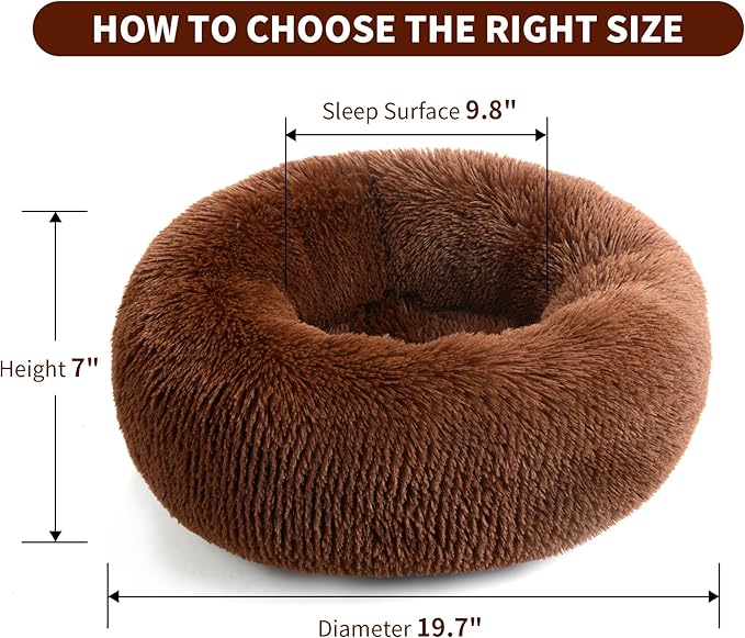 Calming Dog Bed for Cats and Small Dogs 19.7'')