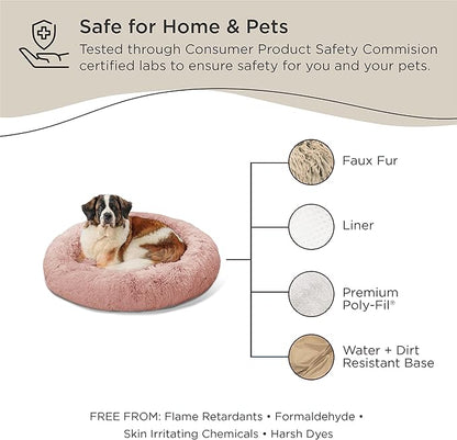 Best Friends by Sheri The Original Calming Donut Cat and Dog Bed in Shag Fur Dusty Rose 45"