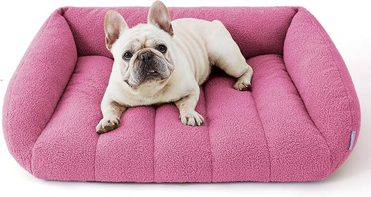 Lesure Orthopedic Dog Bed Sofa for Medium Dogs Foam(28" x 23" x 10", Pink)