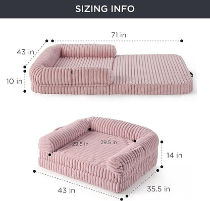 Bedsure Foldable Human Dog Bed for People Adult 2 in 1 Corduroy