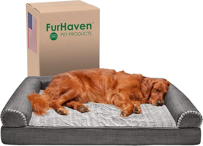 Furhaven Memory Foam Dog Bed for Large Dogs w/ Removable Bolsters & Washable Cover 95 lbs