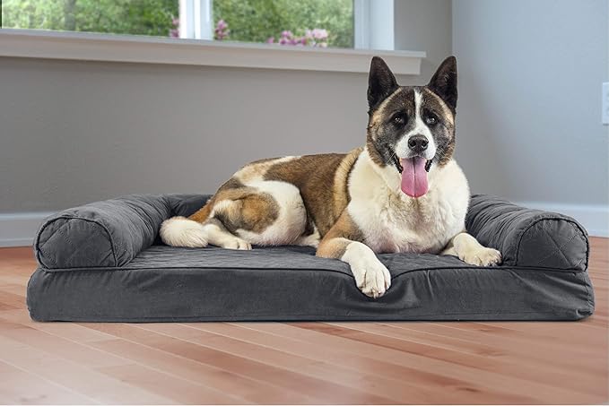 Furhaven Memory Foam Dog Bed for Large Dogs w/ Removable Bolsters & Washable Cover 95 lbs
