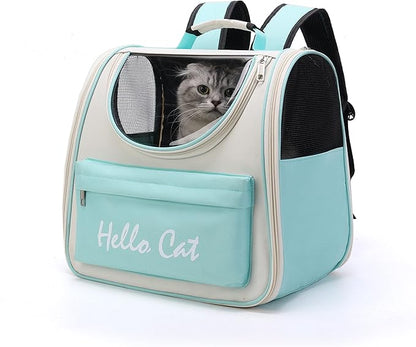 Pet Cute Foldable Capsule Backpack for Small, Medium Cats, Puppies, Dogs, Transparent, Breathable, Heat Resistant Carry Bag for Travel, Hiking, Camping (Green)