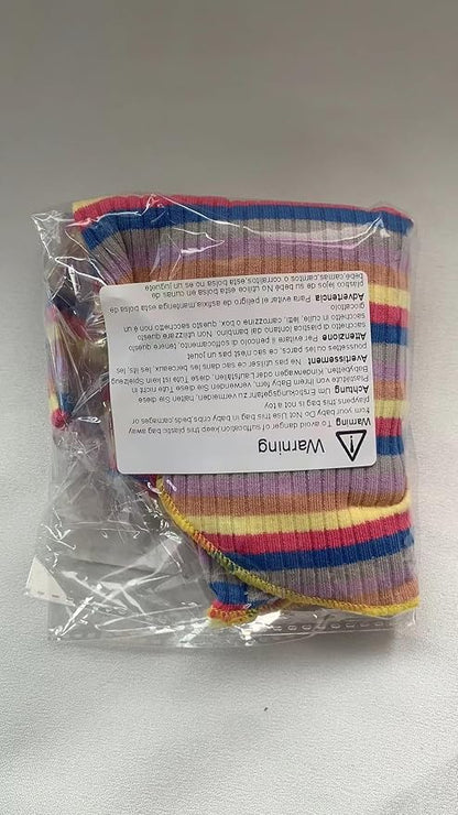 Small Medium Dog Clothes Rainbow Striped Dog Shirts Stretchable Long Sleeve Cat T-Shirt Pet Outfits for Chihuahua Yorkie Teddy (Yellow Edge